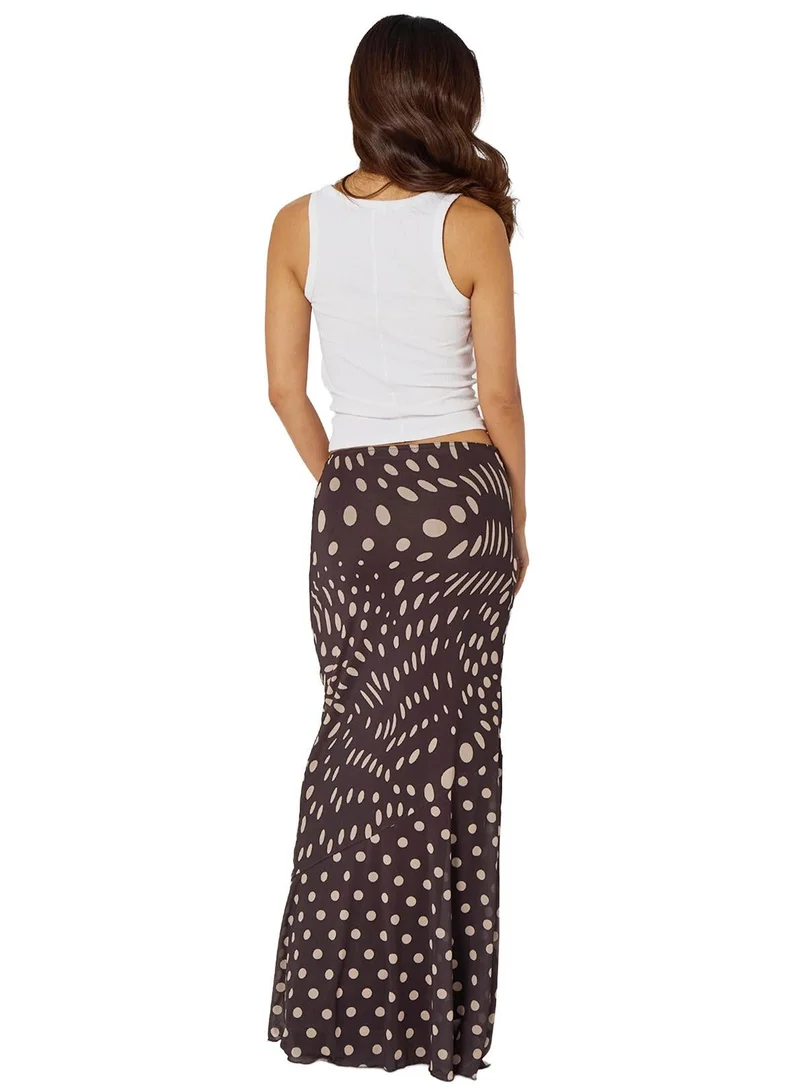 Urban Bliss Brown  Polka Dot Print Mermaid Maxi Skirt